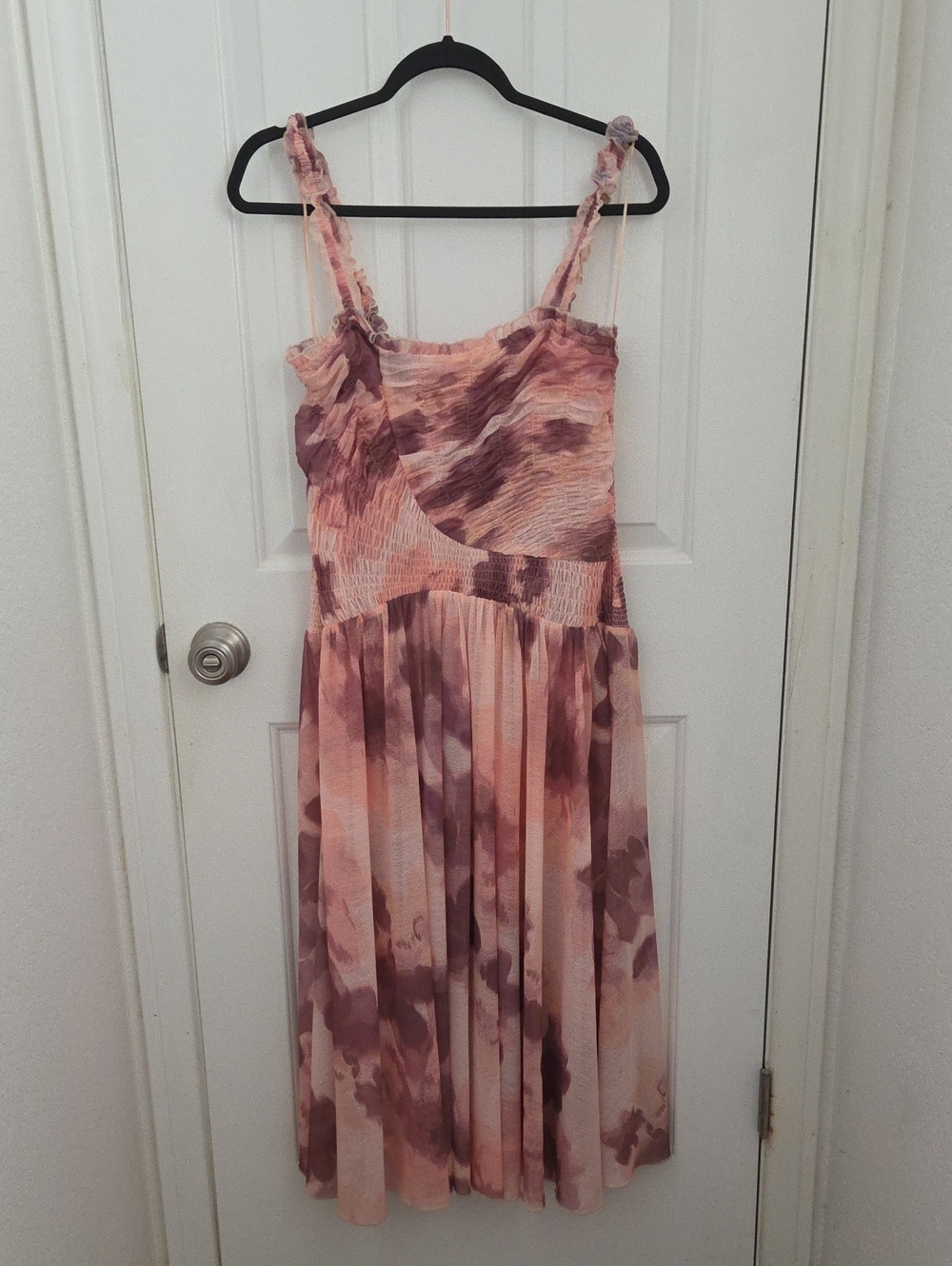 Free People Pink & Mauve Tie-Dye Sleeveless Midi Dress fully lined